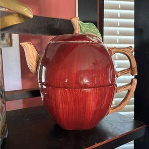 Vintage Apple Shaped Teapot and Cup Set Tea for 1